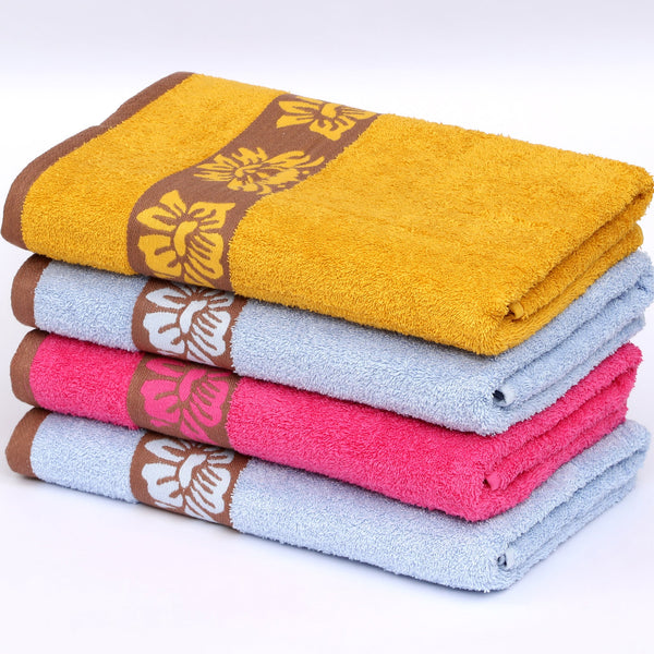 100% Cotton Bath Towel by Ruvanti - (27x54 Inch) - Assorted (Sky Blue, Pink, Mustard) - 4 Pack