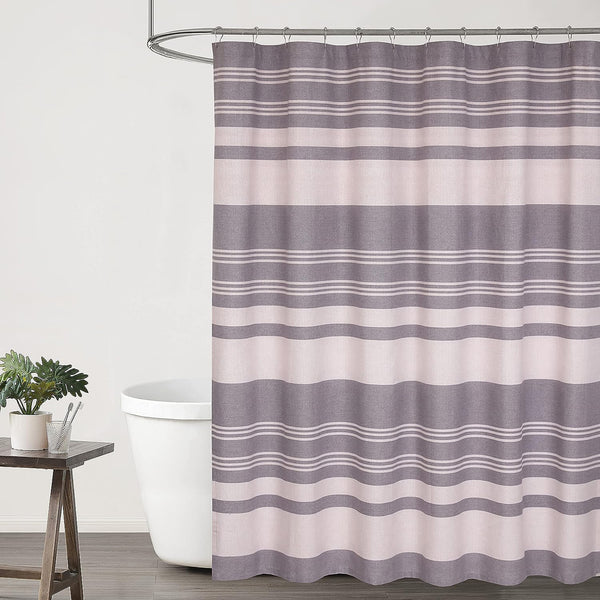 Water Resistant Bathroom Shower Curtain by Ruvanti (72x72 Inch) - Aspid Grey Stripe