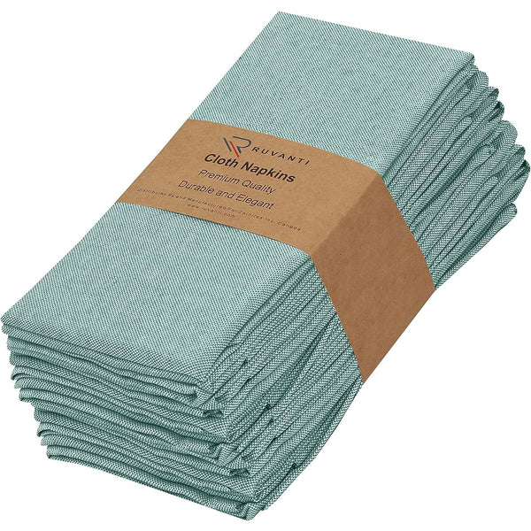 Polycotton Cloth Napkins 18x18 Inch New Colors by Ruvanti (12 Pack) - Army Green