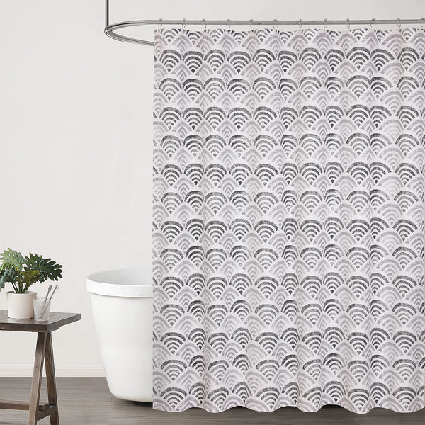Water Resistant Bathroom Shower Curtain by Ruvanti (72x72 Inch) - Scallop
