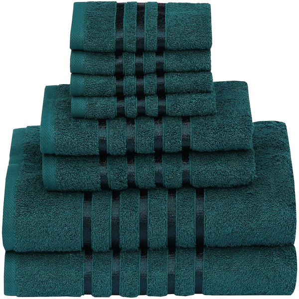 100% Cotton Bath Towel by Ruvanti - (27x54 Inch) - 8 Pack - Petrol