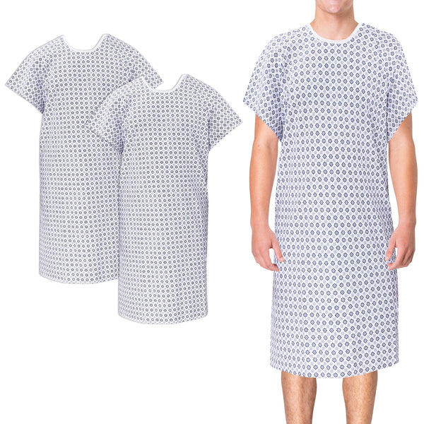 Hospital Gowns for Women/Men - 2 Pack - Comfortably Fits Sizes up to 2XL by Ruvanti