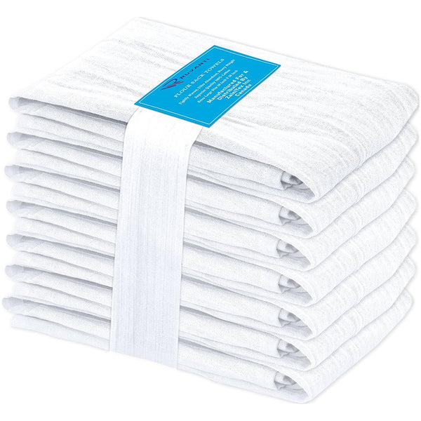 100% Ring Spun Cotton Flour Sack Towels by Ruvanti-6 Pack (28x28 Inches)
