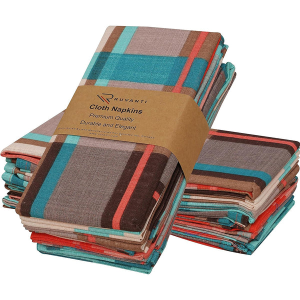 Cotton Cloth Napkins (18x18 Inches) - Soft, Durable and Absorbent Printed Cloth Napkins by Ruvanti - Likely