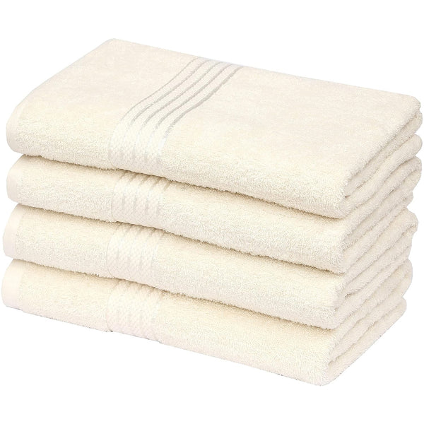 100% Cotton Bath Towel by Ruvanti - (27x54 Inch) - Cream - 4 Pack