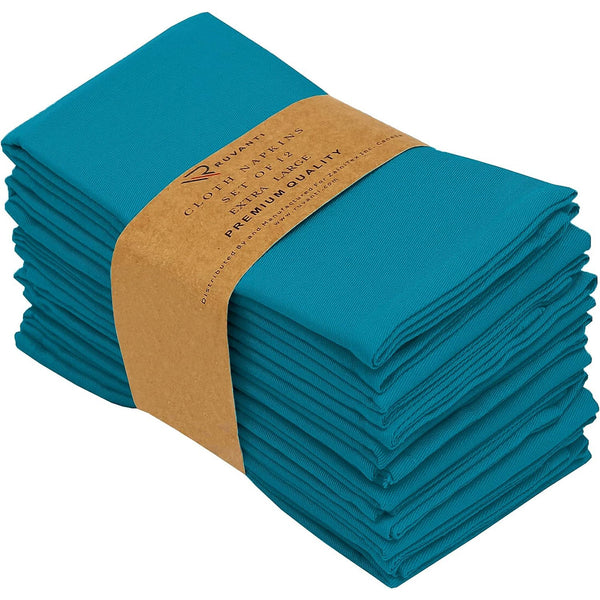 Absorbent Cotton Blend Cloth Napkins by Ruvanti (18x18 Inches) - Teal