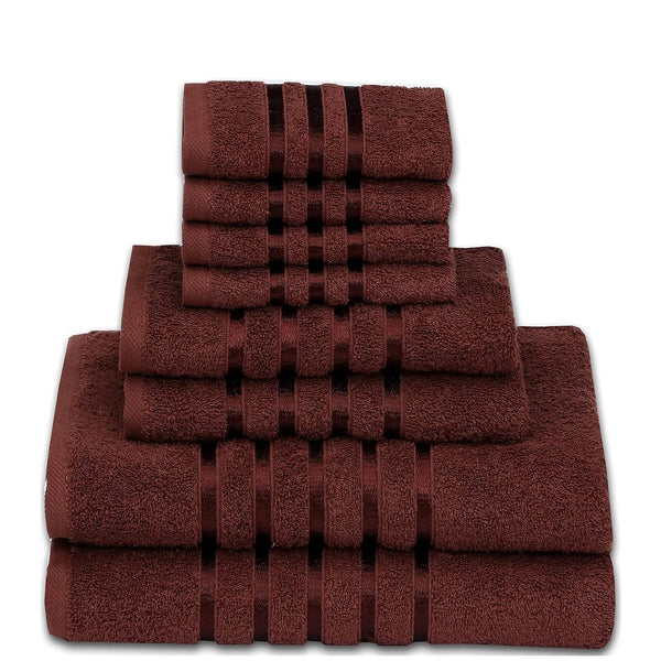 100% Cotton Bath Towel by Ruvanti - (27x54 Inch) - Chocolate - 8 Pack