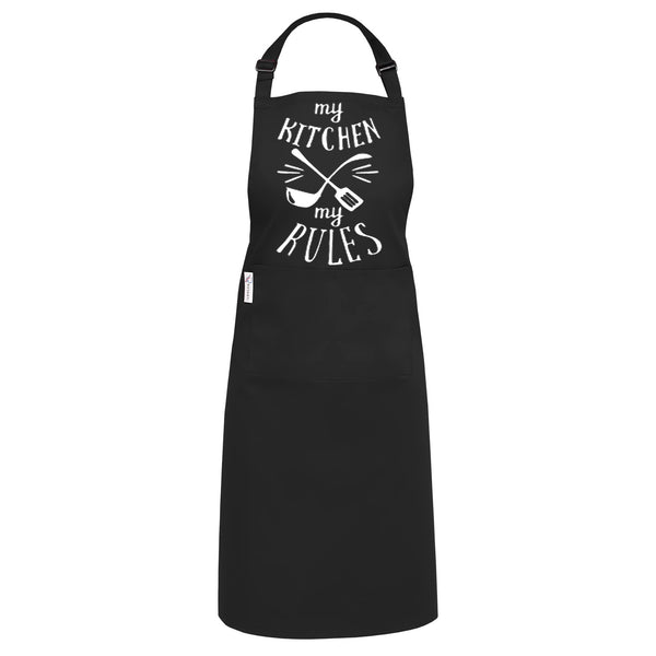 Cotton Blended Extra Large XXL Aprons for Women / Men by Ruvanti - My Kitchen (Black)