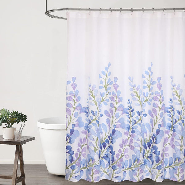 Water Resistant Bathroom Shower Curtain by Ruvanti (72x72 Inch) - Wisteria(With Hooks)