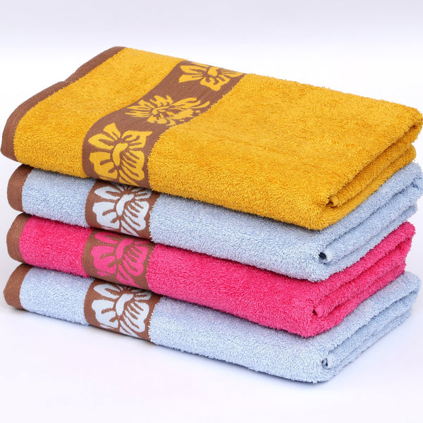 100% Cotton Bath Towel by Ruvanti - (27x54 Inch) - Assorted (Sky Blue, Pink, Mustard)