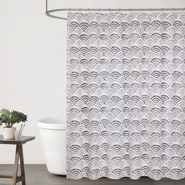 Water Resistant Bathroom Shower Curtain by Ruvanti (72x72 Inch) - 	Scallop (With Hooks)
