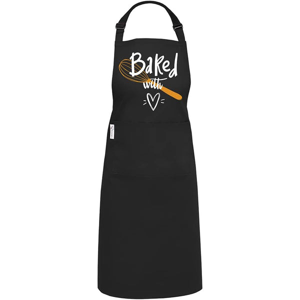 Cotton Blended Extra Large XXL Aprons for Women / Men by Ruvanti - Baked (Black)