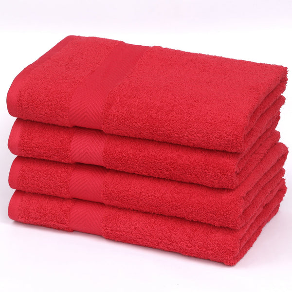 100% Cotton Bath Towel by Ruvanti - (27x54 Inch) - Red - 4 Pack