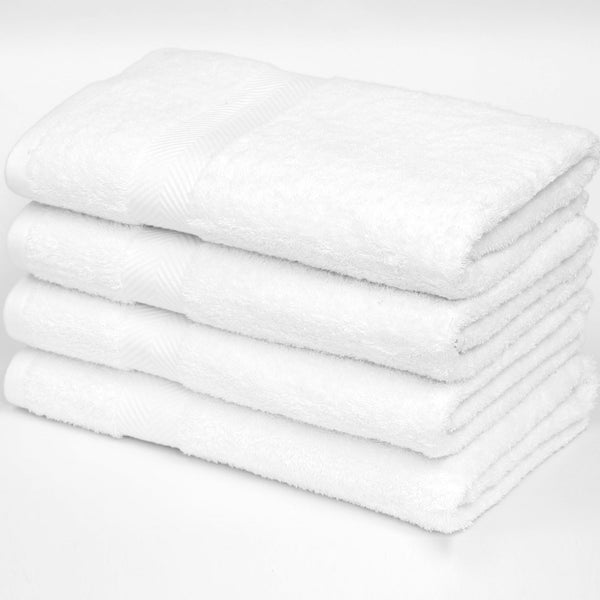 100% Cotton Bath Towel by Ruvanti - (27x54 Inch) - White - 4 Pack