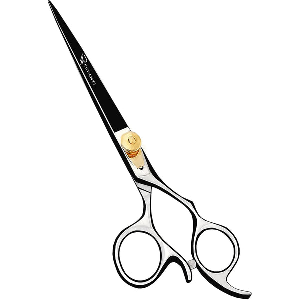 Premium Hair Cutting Scissors - Includes Protective Case by Ruvanti (Silver Gold Scissor)