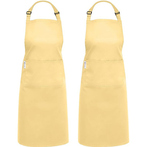 Cotton Blended Extra Large XXL Aprons for Women / Men by Ruvanti (Ivory Gold - 2 Pack)