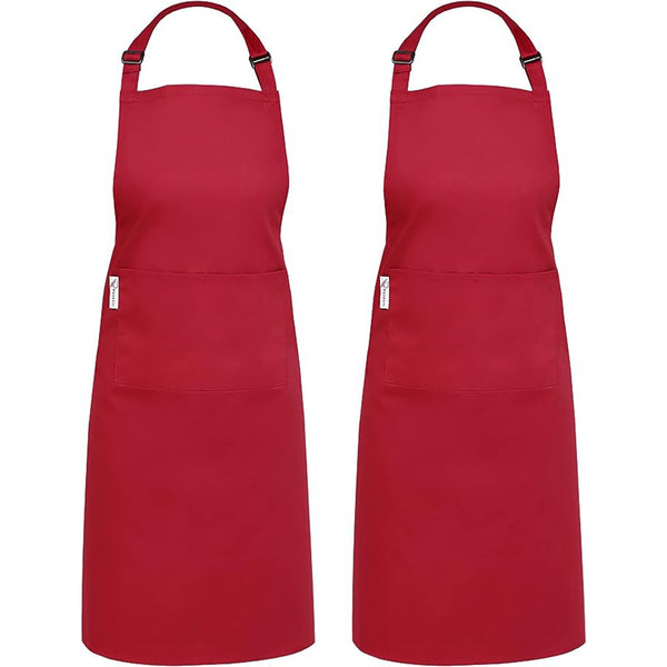 Cotton Blended Extra Large XXL Aprons for Women / Men by Ruvanti (Burgundy - 2 Pack)
