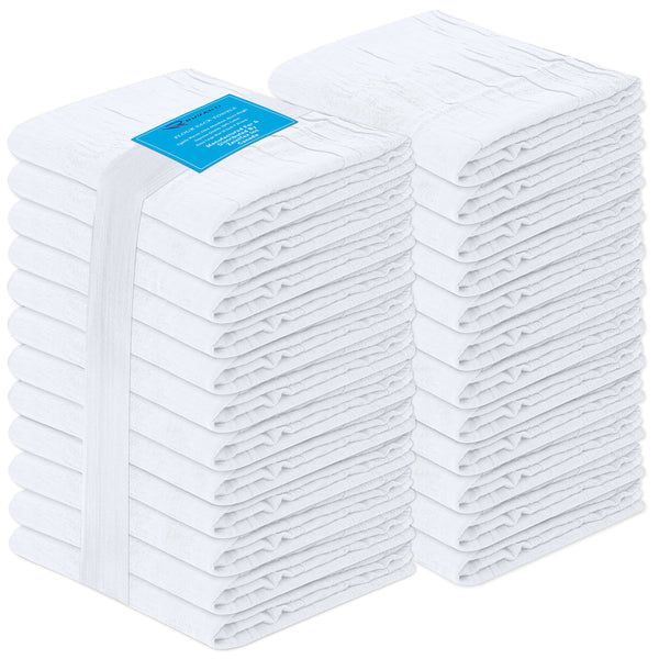 100% Ring Spun Cotton Flour Sack Towels by Ruvanti-24 Pack (28x28 Inches)
