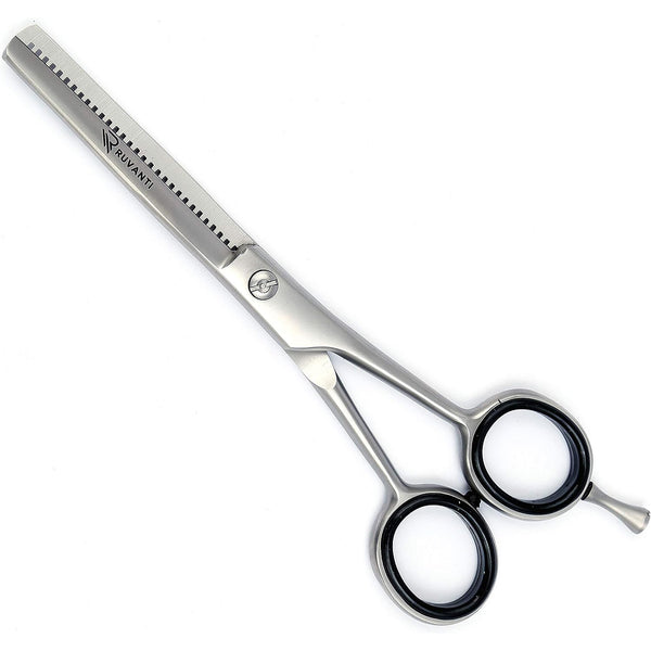 Premium Hair Cutting Scissors - Includes Protective Case by Ruvanti (Grey Thinning)