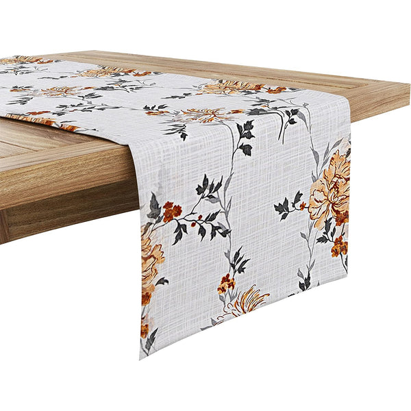 100% Cotton Table Runner by Ruvanti - Grey Floral
