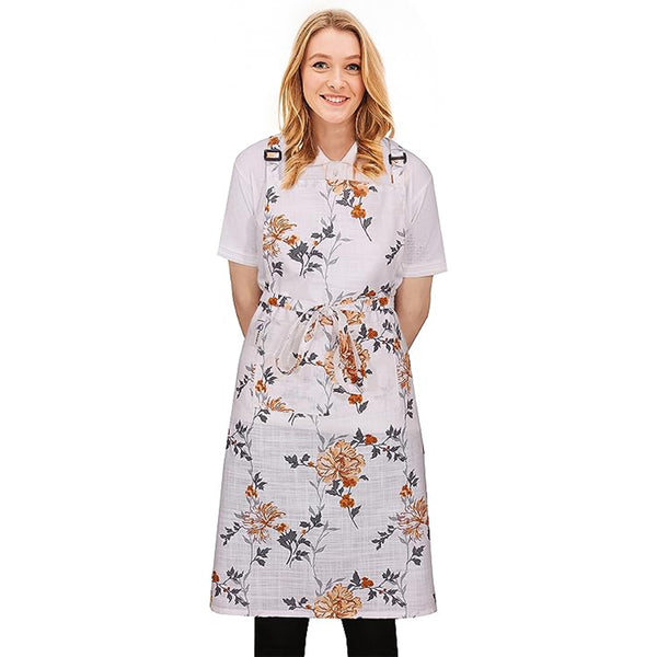 Cotton Enrich Cute Aprons for Women with Pockets by Ruvanti (Stamped Leaves)