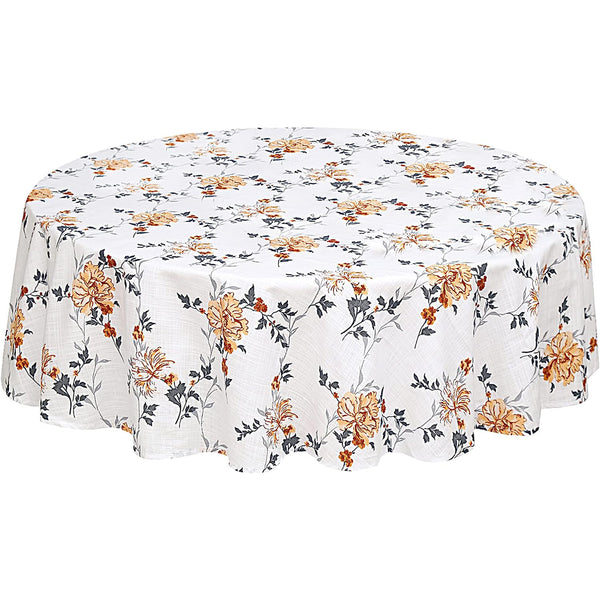 100% Cotton Table Cover Wrinkle Free by Ruvanti (Grey Floral)