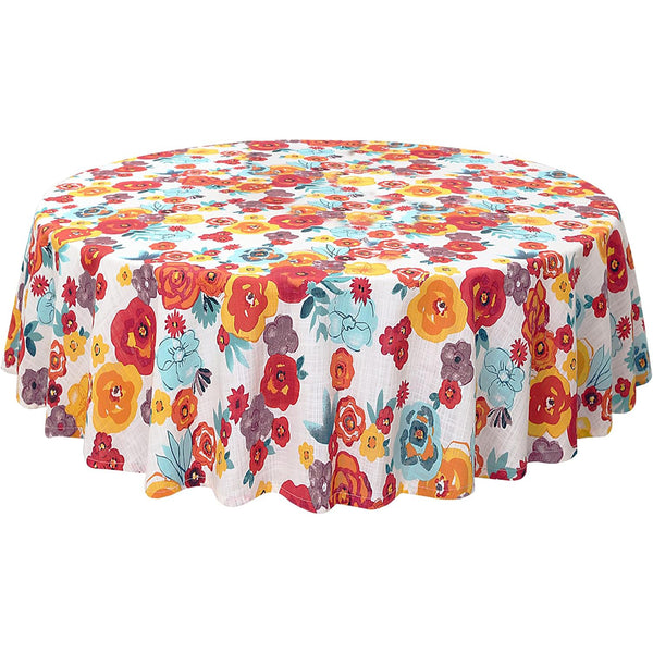 100% Cotton Table Cover Wrinkle Free by Ruvanti (Multi Flower)