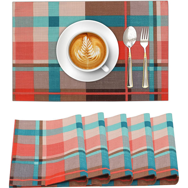 100% Cotton Dining Table Placemats Set of 6 By Ruvanti  (13 x 19 Inch) - Likely