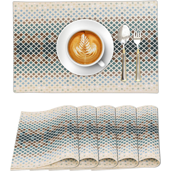 100% Cotton Dining Table Placemats Set of 6 By Ruvanti  (13 x 19 Inch) - Faded