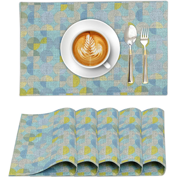 100% Cotton Dining Table Placemats Set of 6 By Ruvanti  (13 x 19 Inch) - Quarterly