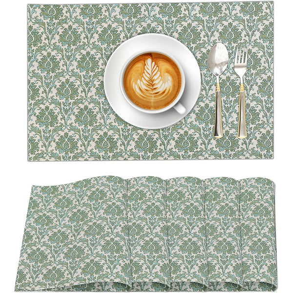 100% Cotton Dining Table Placemats Set of 6 By Ruvanti  (13 x 19 Inch) - Off Toned