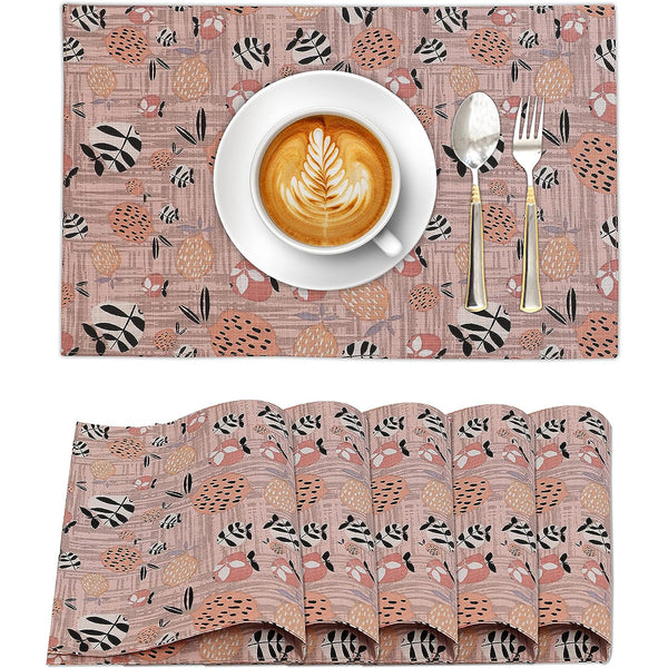100% Cotton Dining Table Placemats Set of 6 By Ruvanti  (13 x 19 Inch) - Dusty Palette