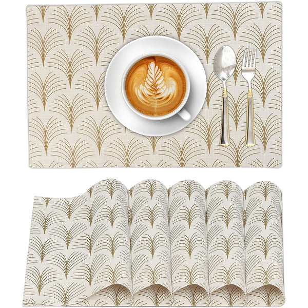 100% Cotton Dining Table Placemats Set of 6 By Ruvanti  (13 x 19 Inch) - Luminous