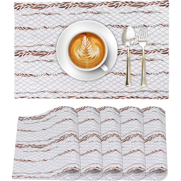100% Cotton Dining Table Placemats Set of 6 By Ruvanti  (13 x 19 Inch) - Wheatable