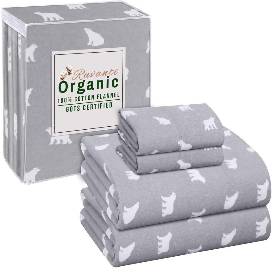 RUVANTI Organic Flannel Sheets For All Seasons - Breathable & Super Soft - 4 Pcs by Ruvanti