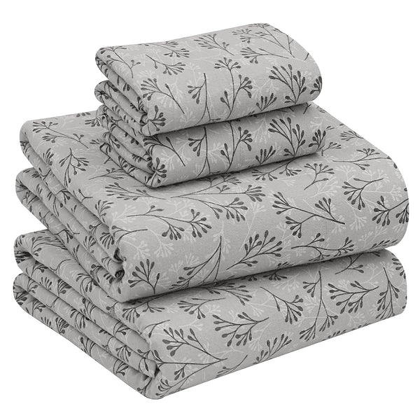 Plain Flannel Sheets For All Seasons - Breathable & Super Soft - 4 Pcs
