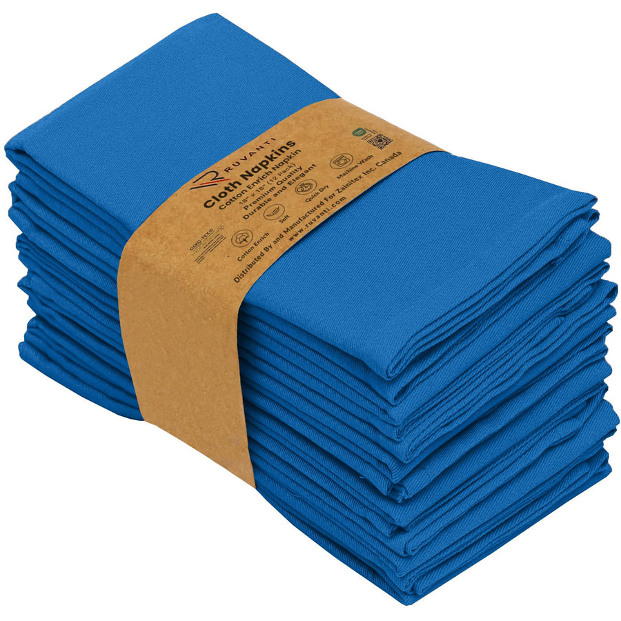 Ruvanti 18x18” Washable, Soft, Durable Cotton Blend Cloth Napkins Bulk for Dining, Events, and Parties