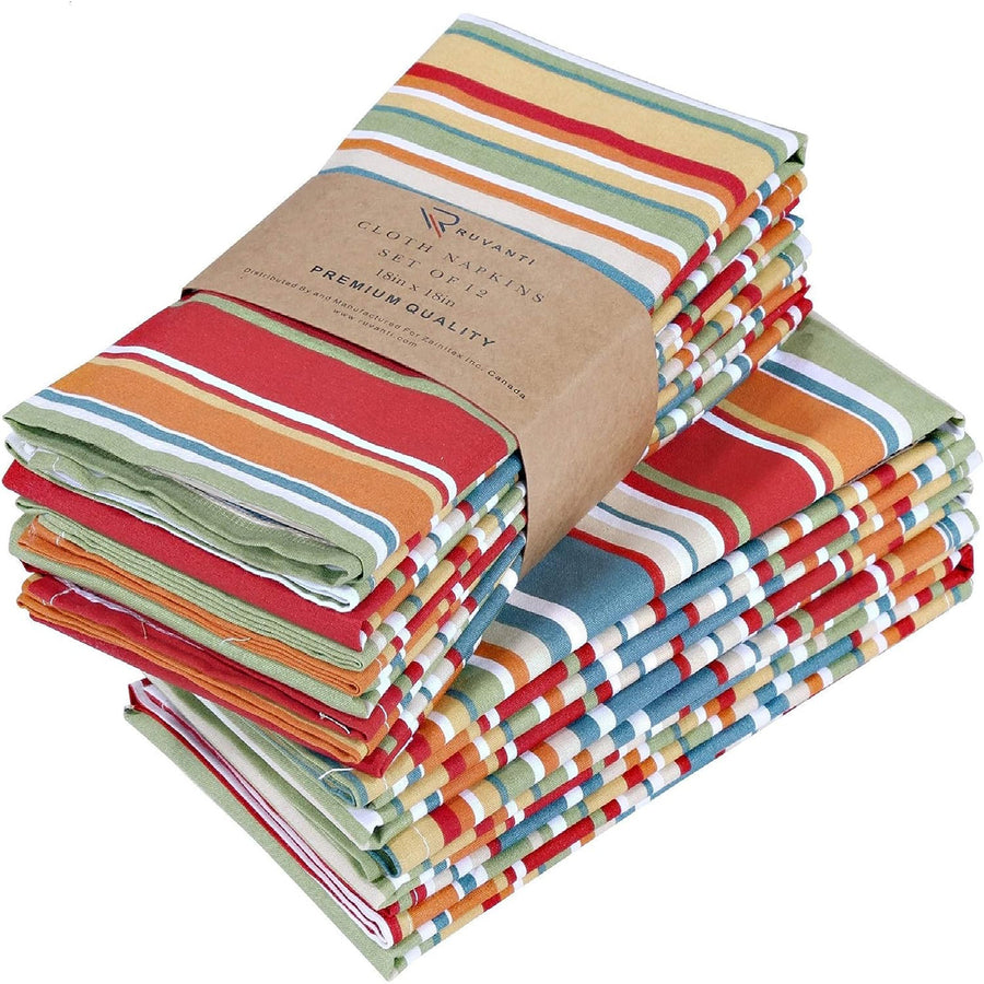 RUVANTI Cotton Wholesale Napkins – 18x18 Inches, Washable, Soft, Absorbent – Ideal for Events, Holidays, Weddings, and Everyday Dining