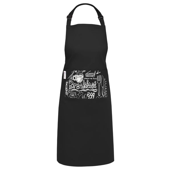 Cotton Blended Extra Large XXL Aprons for Women / Men by Ruvanti - Breakfast (Black)