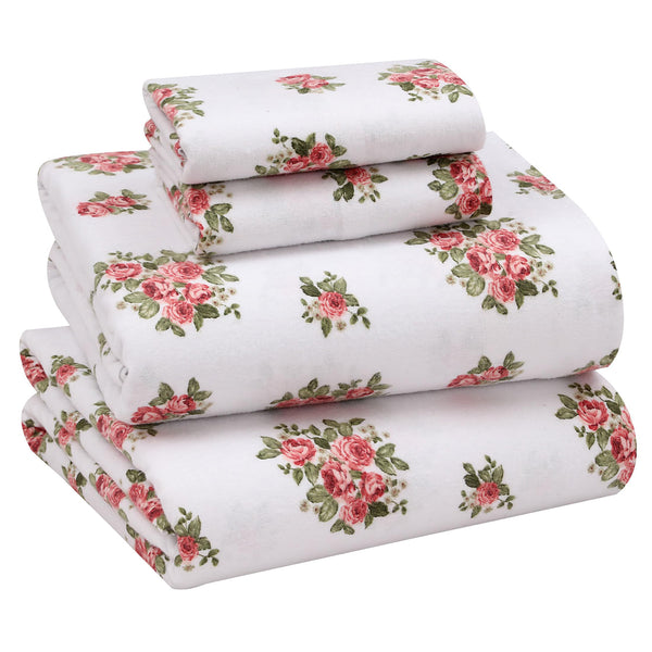 Printed Flannel Sheets For All Seasons - Breathable & Super Soft - 4 Pcs