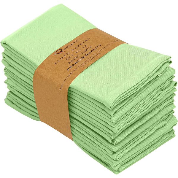 Absorbent Cotton Blend Cloth Napkins by Ruvanti (18x18 Inches) - Light Green