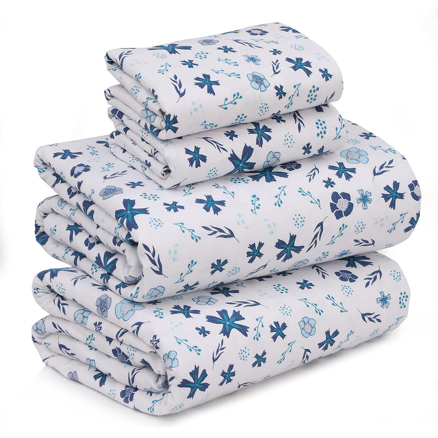 Pattern Flannel Sheets For All Seasons - Breathable & Super Soft - 4 Pcs