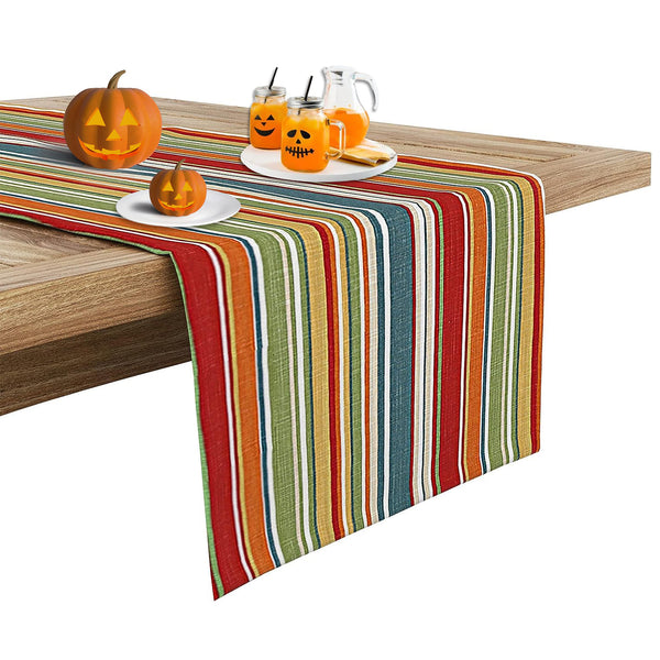 100% Cotton Table Runner by Ruvanti - Multi Stripe