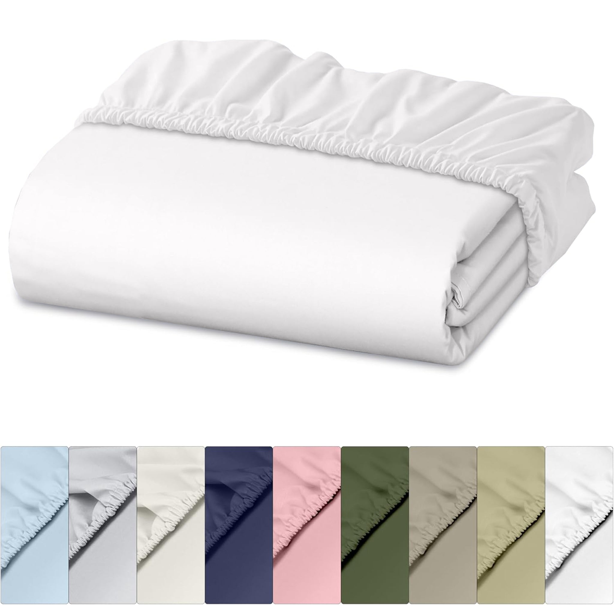 RUVANTI 100% Cotton Queen Fitted Sheet Only - Crispy Cooling Percale Sheet - Breathable & Durable Fitted Sheet Queen Size - Deep Pocket 16 Inches (Fits up to 18") - Sage Green - 1 Piece - Thumbnail 2