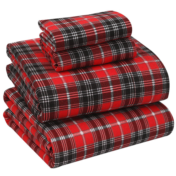 Pattern Flannel Sheets For All Seasons - Breathable & Super Soft - 4 Pcs