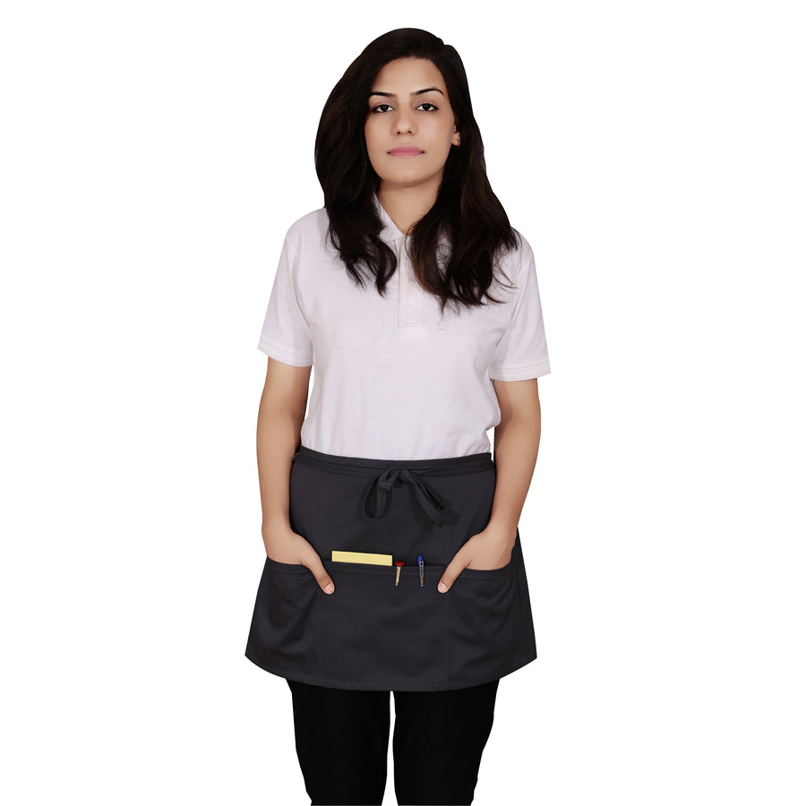Waist Server Apron With 3 Pockets Black Plain