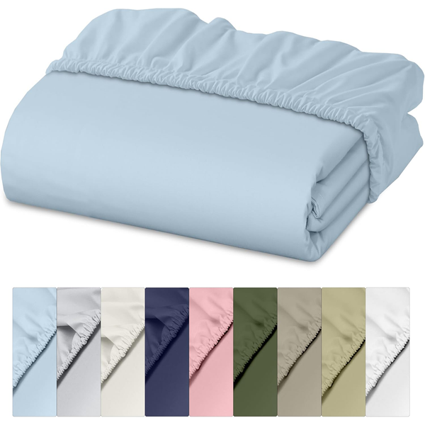 RUVANTI 100% Cotton  Fitted Sheet Only Crispy Cooling Percale Deep Pocket 16 Inches (Fits up to 18")