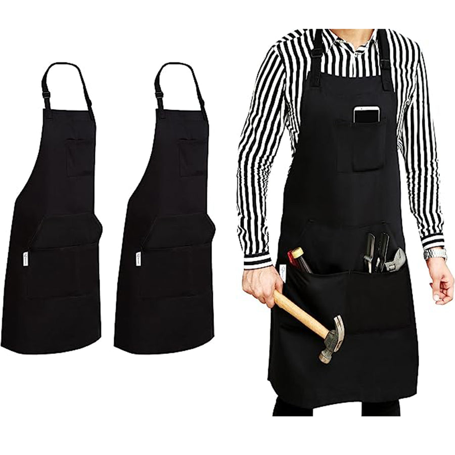 Cotton Blended Extra Large (XXL) 5 Pockets Apron For Men & Women - 2 Packs