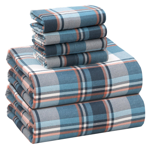 RUVANTI Flannel Sheets , 100% Brushed Cotton, Ultra-Soft & Breathable, All-Season Comfort Bed Sheets.