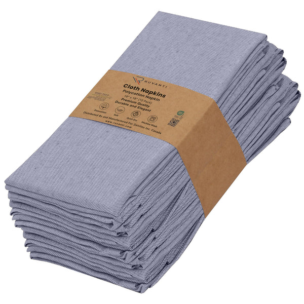 Cotton Cloth Napkins (18x18 Inches) - Soft, Durable and Absorbent Printed Cloth Napkins by Ruvanti - Steel